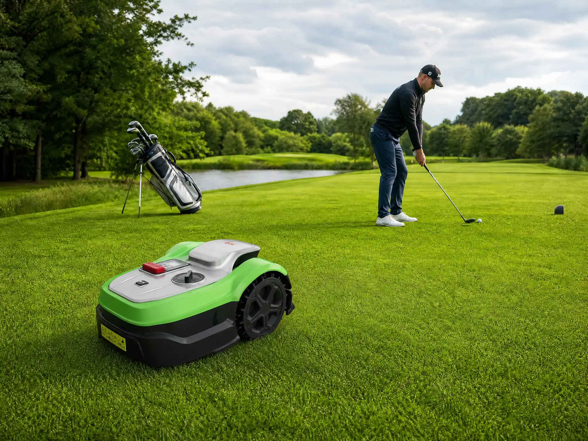 Commercial-grade automatic lawn mower for large premium turf maintenance like golf courses