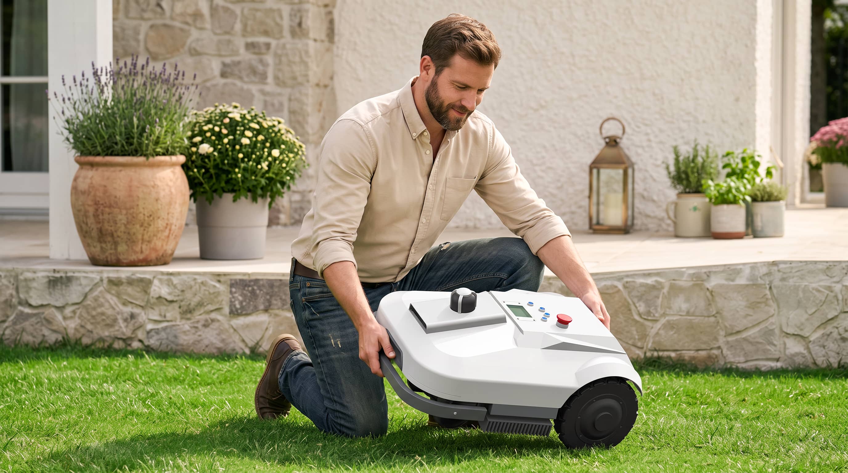FA-RM3000 commercial robotic mower lift detection and auto blade stop safety feature