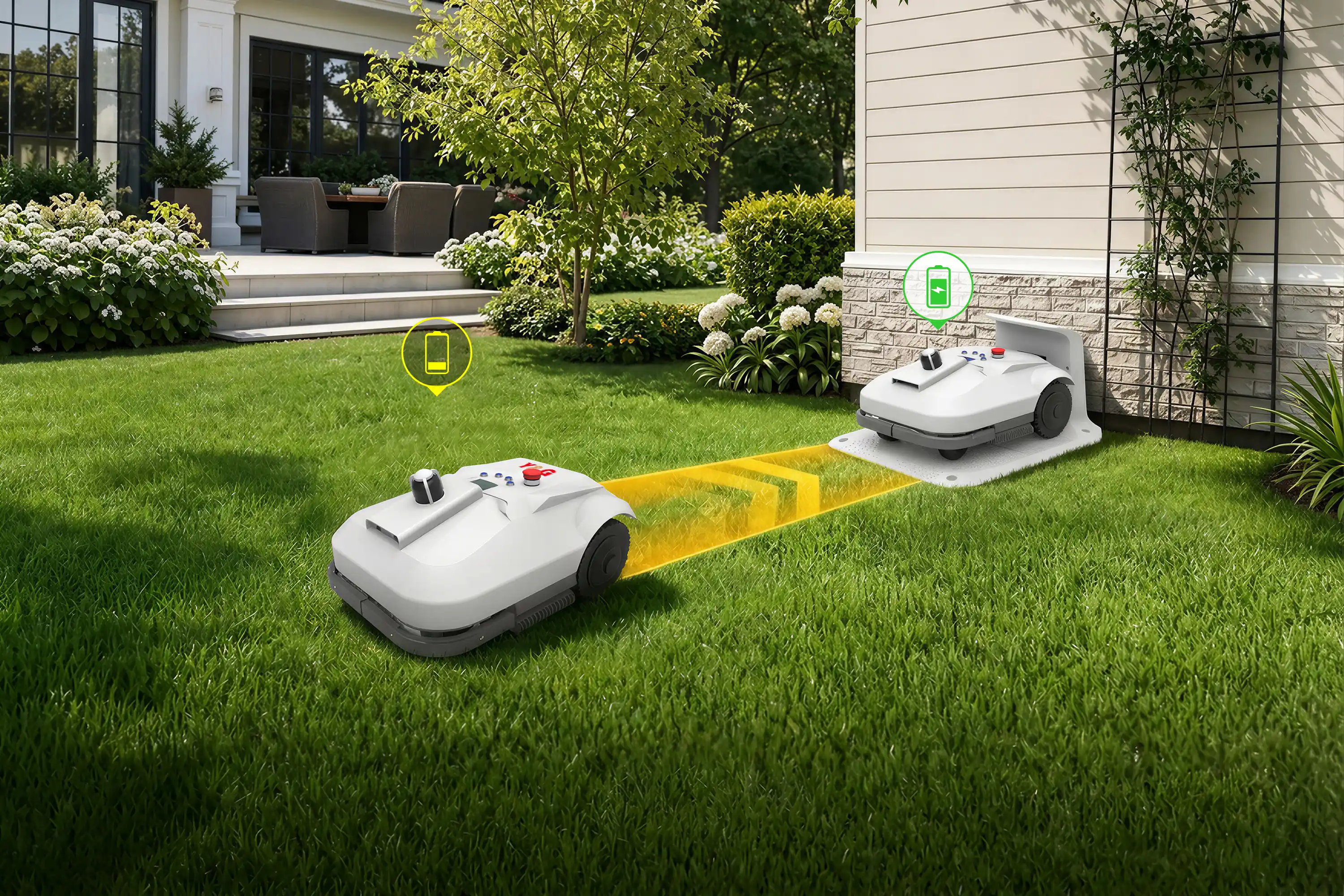 FA-RM3000 robotic lawn mower low battery auto return and charging station docking