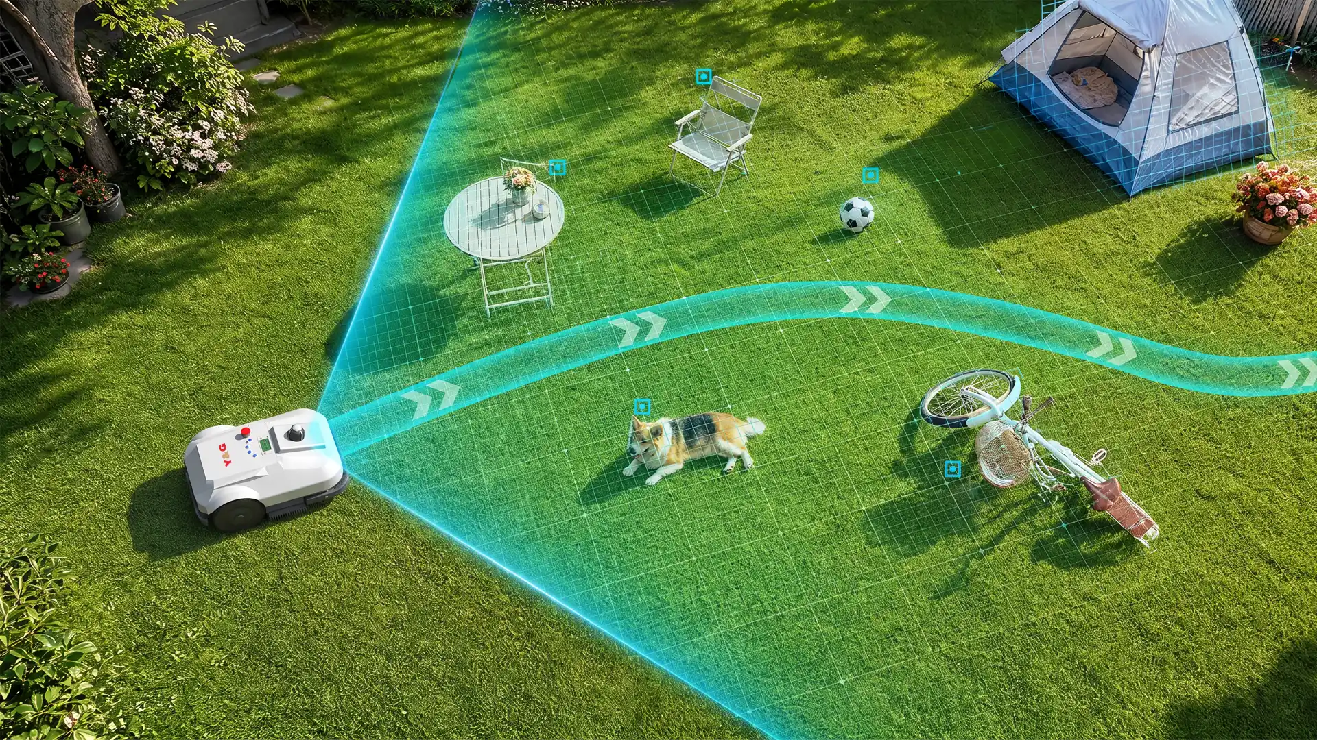Y&G Robotic Lawn Mower robotic lawn mower with AI vision navigation and obstacle avoidance